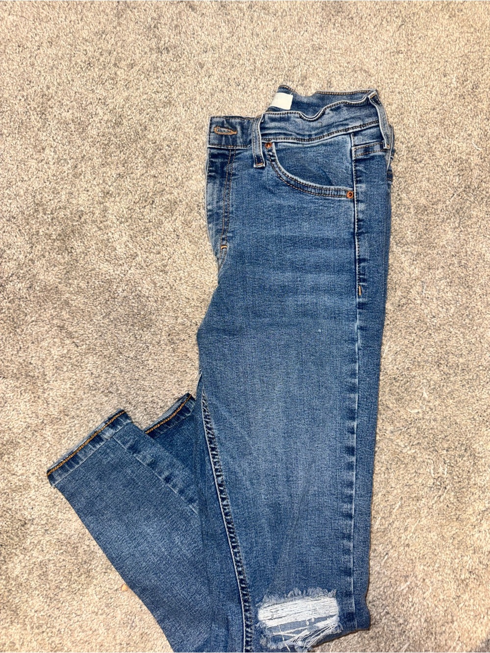 Topshop Medium Blue Distressed High-Rise Skinny Jeans - Picture 2 of 2
